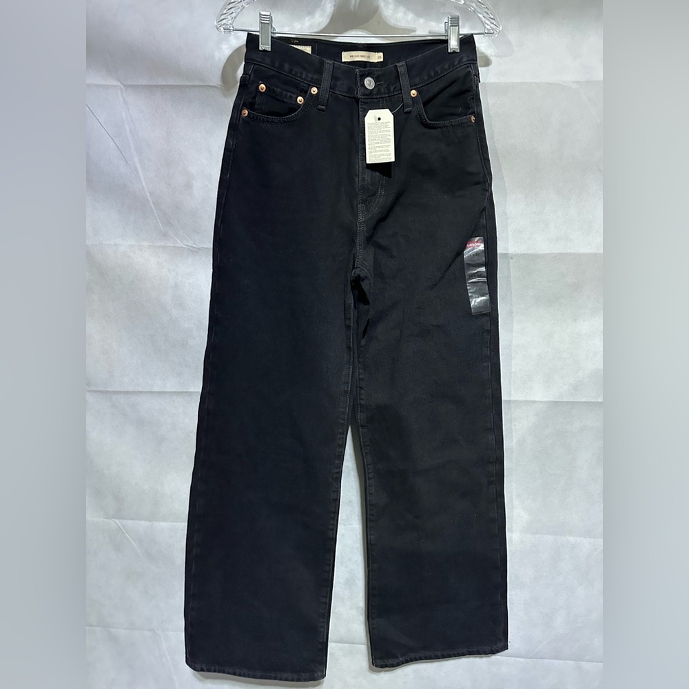 Levi's Women’s Ribcage Wide Leg Jeans A6081-0011 BLACK Size 26x32 Big “E” NWT